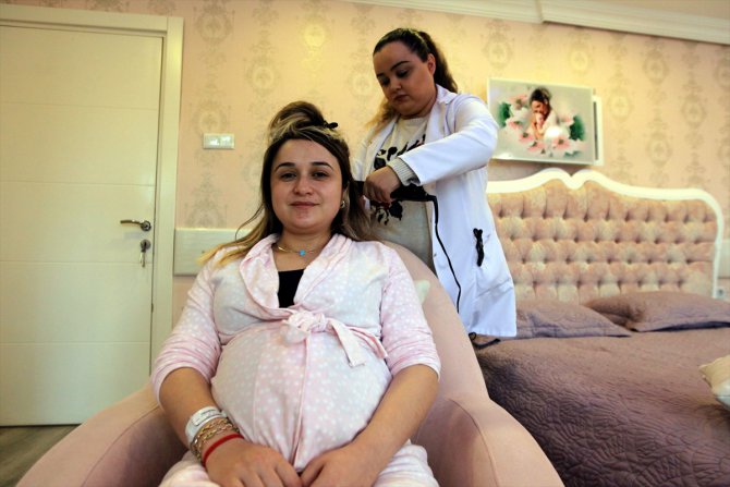 "Beş yıldızlı" hastane odasında annelere kuaför hizmeti