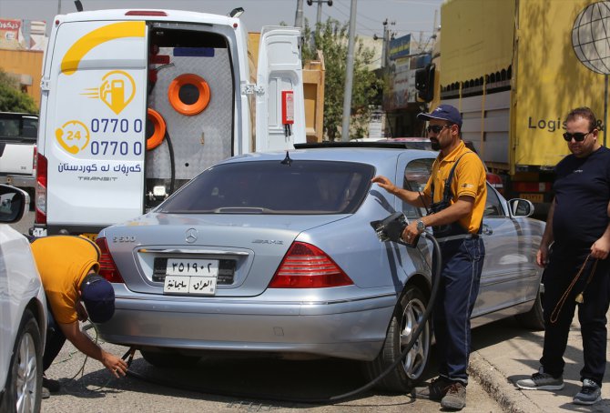 Irak'taki ilk seyyar benzinlik yolda kalanların imdadına yetişiyor
