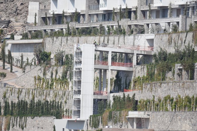 Bodrum'da rezidans ve villa inşaatındaki yıkım
