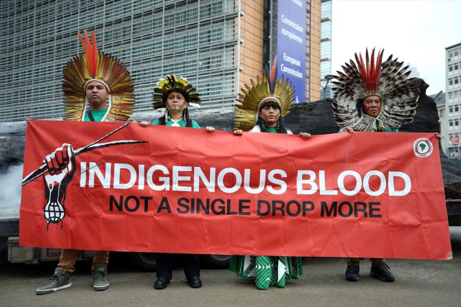Amazon ormanlarının tahrip edilmesi Brüksel'de protesto edildi