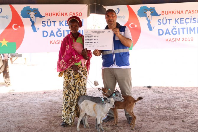 İyilik Derneğince Burkina Faso'da yoksul ailelere süt keçisi dağıtıldı