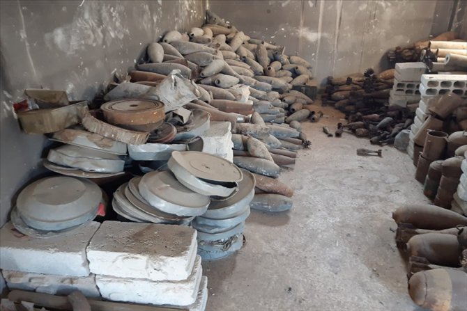 Tel Abyad'da YPG/PKK'ya ait mayın deposu bulundu
