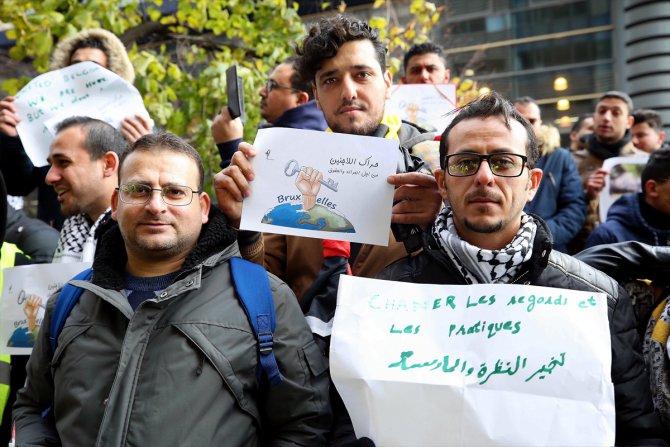 Brüksel’de Filistinli sığınmacılardan gösteri