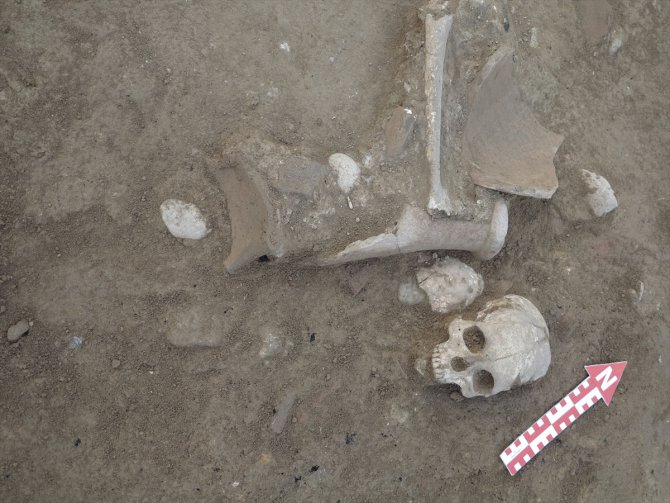 Şapinuva Antik Kenti'nde 3500 yıllık insan kafatası ve uyluk kemiği bulundu