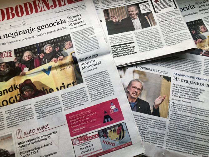 Bosna Hersek medyası da soykırım inkarcısına Nobel verilmesine tepkili