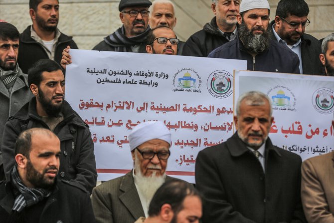 Gazze'de Uygur Türklerine destek gösterisi