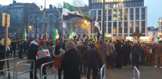 Brüksel'de İdlib'e yönelik saldırılar protesto edildi