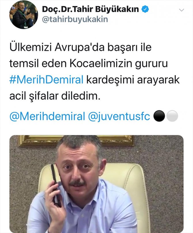 Kocaeli Büyükşehir Belediye Başkanı Büyükakın'dan Merih Demiral'e "geçmiş olsun" telefonu