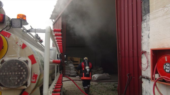 Mersin'de defne yaprağı işleme fabrikasında yangın