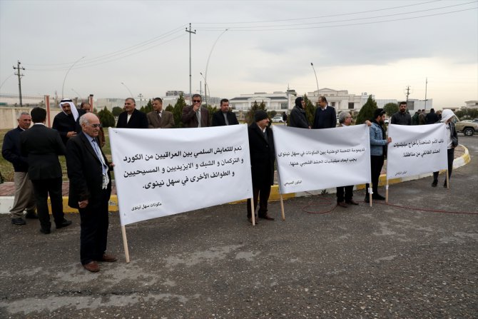 Haşdi Şabi'yi bölgelerinde istemeyen Musullular Erbil'deki BM ofisi önünde eylem yaptı