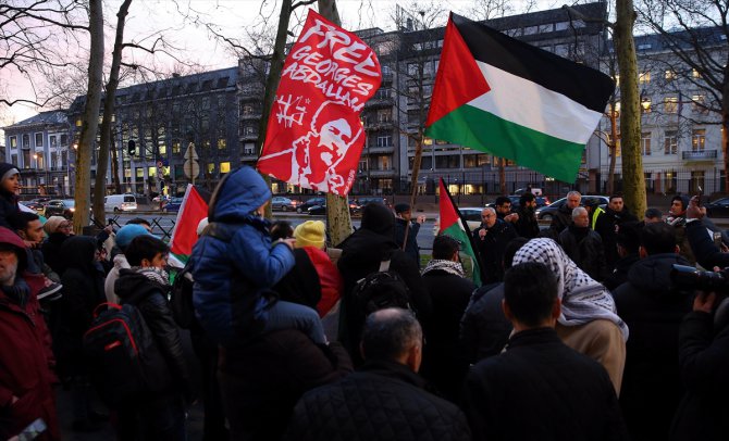 Brüksel'de ABD'nin sözde Orta Doğu barış planı protesto edildi