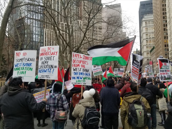 Trump'ın sözde Orta Doğu barış planı New York'ta protesto edildi