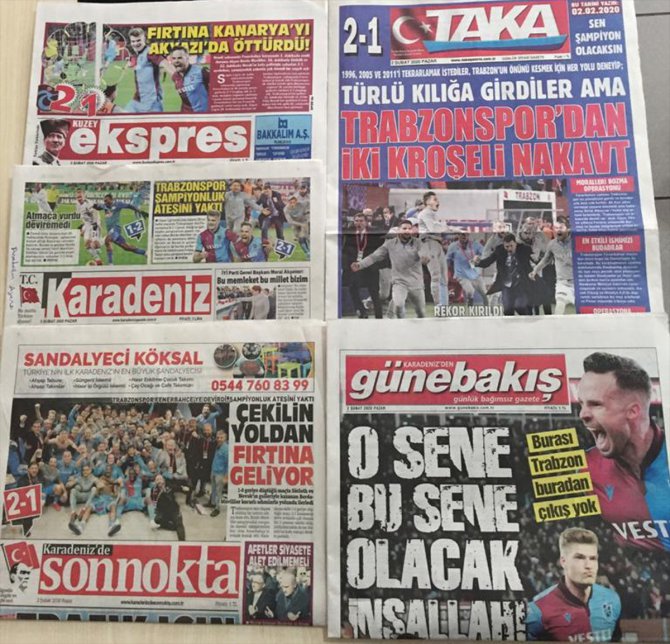 Trabzon yerel basınında Fenerbahçe galibiyetinin yankıları
