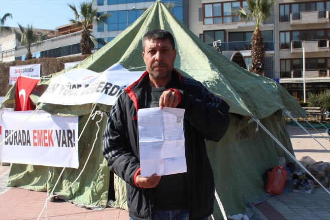İzmir'de Menemen Belediyesinden çıkarılan işçiler çadır kurarak eyleme başladı