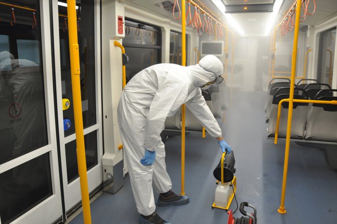 Bursa'da toplu taşıma araçlarında virüs temizliği