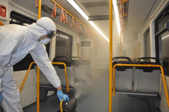 Bursa'da toplu taşıma araçlarında virüs temizliği