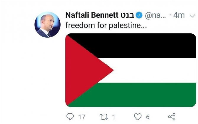 İsrail Savunma Bakanının ele geçirilen Twitter hesabından "Filistin'e özgürlük" mesajı