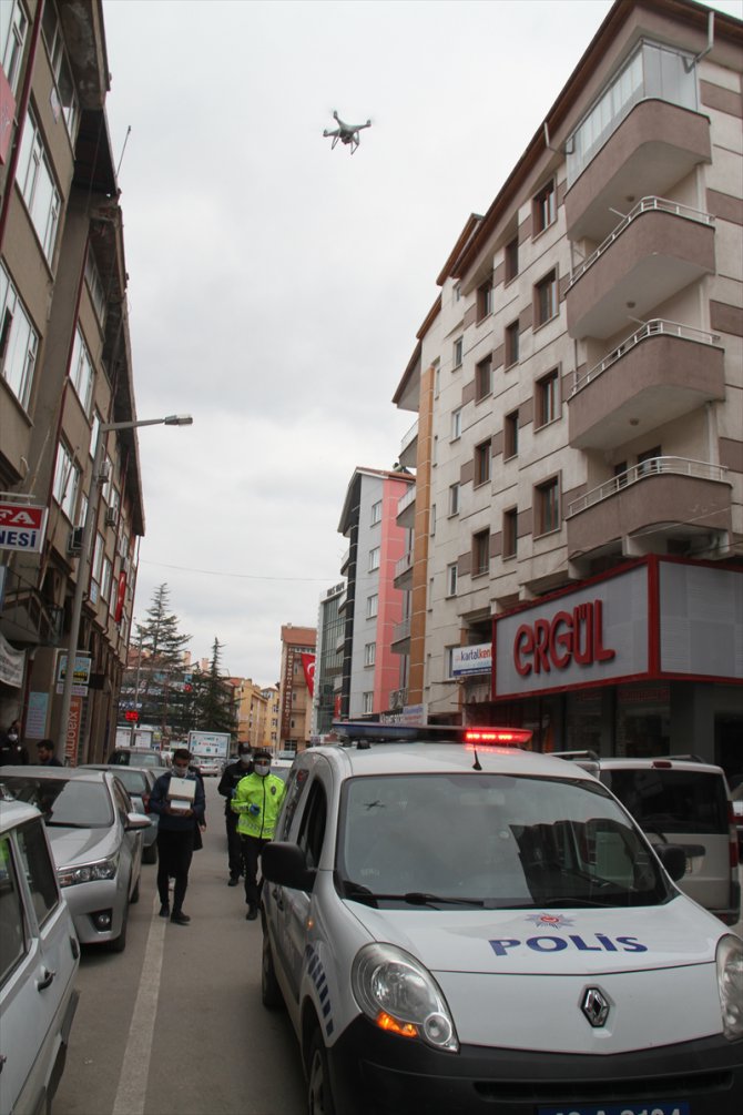 Konya'da dron ile sosyal mesafe denetimi