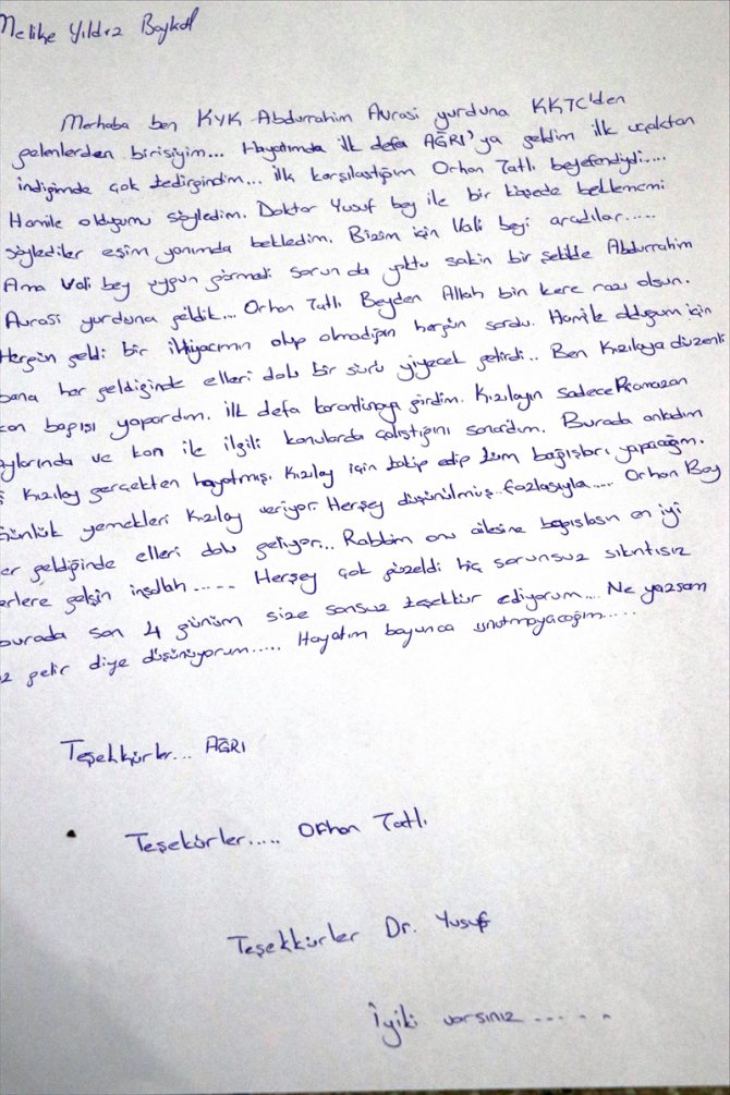 Ağrı'da karantinaya alınan vatandaşlar memnuniyetlerini mektuplarla anlattı