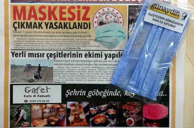 Kırklareli'nde yerel bir gazete ücretsiz maske dağıtmaya başladı