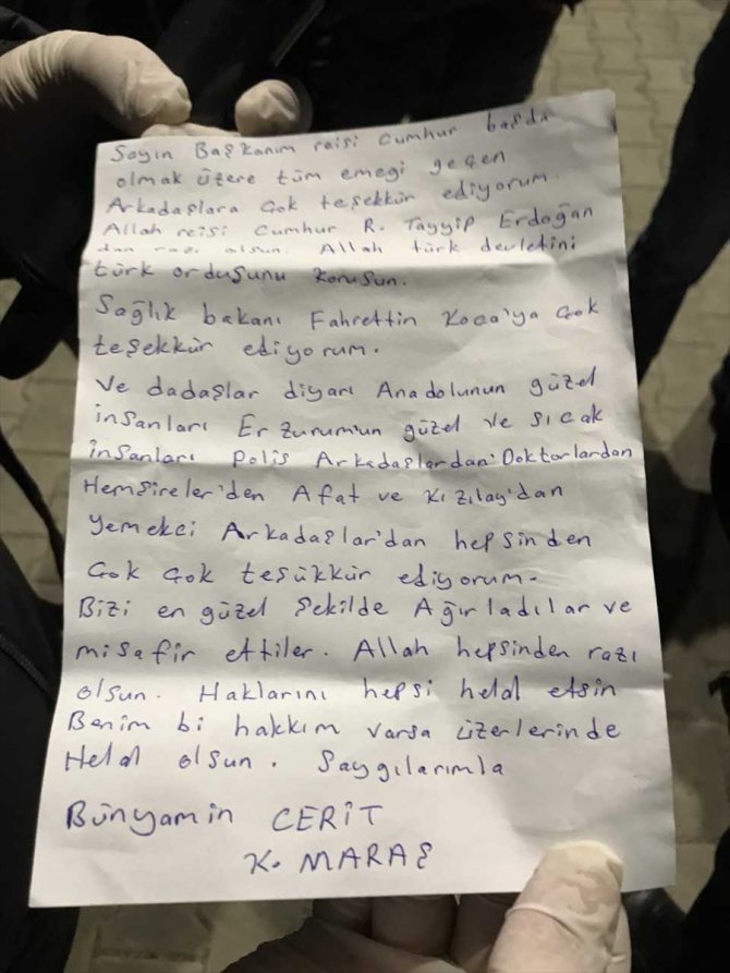 Erzurum'da karantina süresi dolan vatandaşlardan geriye teşekkür mektupları kaldı