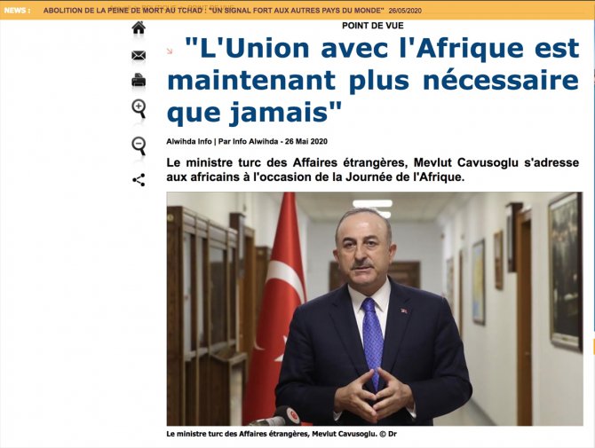 Dışişleri Bakanı Çavuşoğlu'nun "Afrika Günü" makalesi kıta basınında