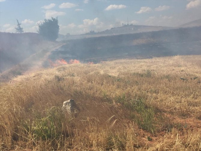Kırıkkale'de arpa ekili tarla yandı