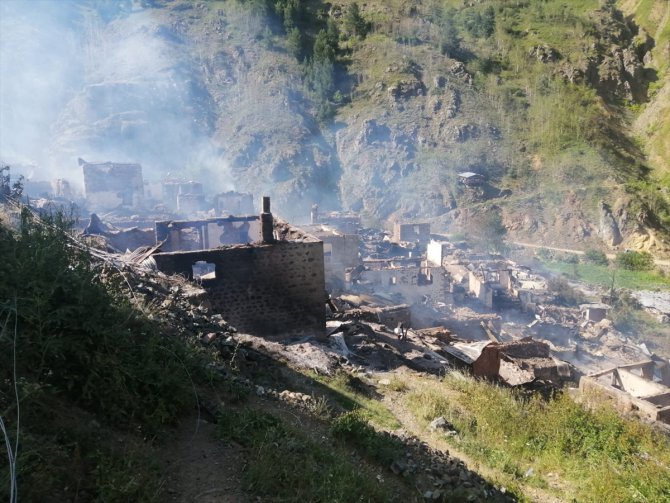 GÜNCELLEME 2 - Artvin'de bir köyde çıkan yangın kontrol altına alındı