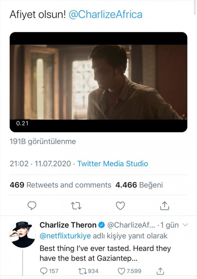 Charlize Theron'un baklava paylaşımı Gaziantep'i heyecanlandırdı