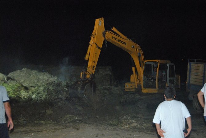 İzmir'de çıkan yangında 3 ton saman yandı