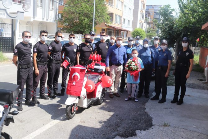 Hatay'da polisten hasta gence akülü motosiklet sürprizi