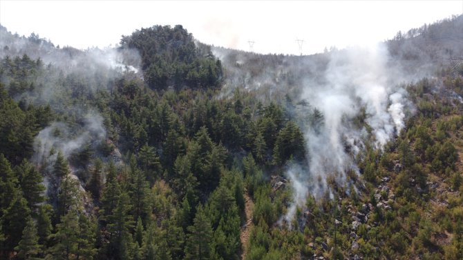 Adana'daki orman yangını drone ile havadan görüntülendi