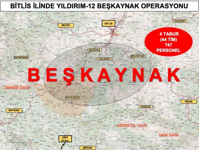 Bitlis'te Yıldırım-12 Beşyanak Operasyonu başlatıldı