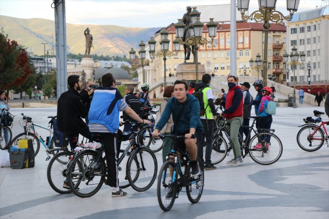 Kuzey Makedonya’da Kovid-19 salgınında bisiklet sürmenin önemine dikkat çekildi