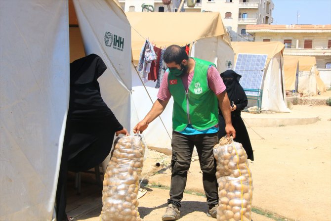 İHH Afrin'deki ailelere 25 ton patates dağıttı