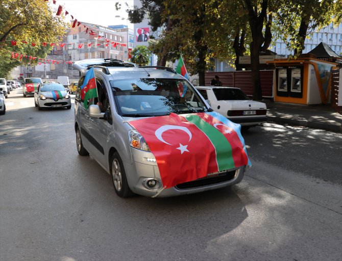 Zonguldak'ta Azerbaycan'a destek için araç konvoyu oluşturuldu