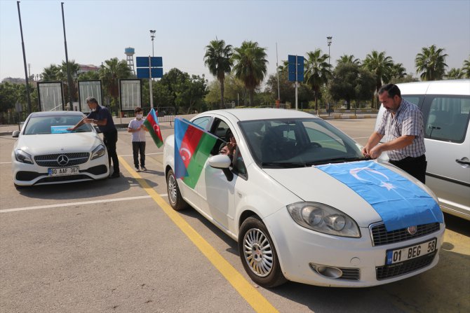 Adana'da Azerbaycan'a destek için araç konvoyu oluşturuldu