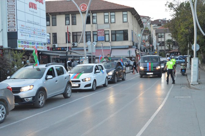 Bartın'da Azerbaycan'a destek için araç konvoyu oluşturuldu