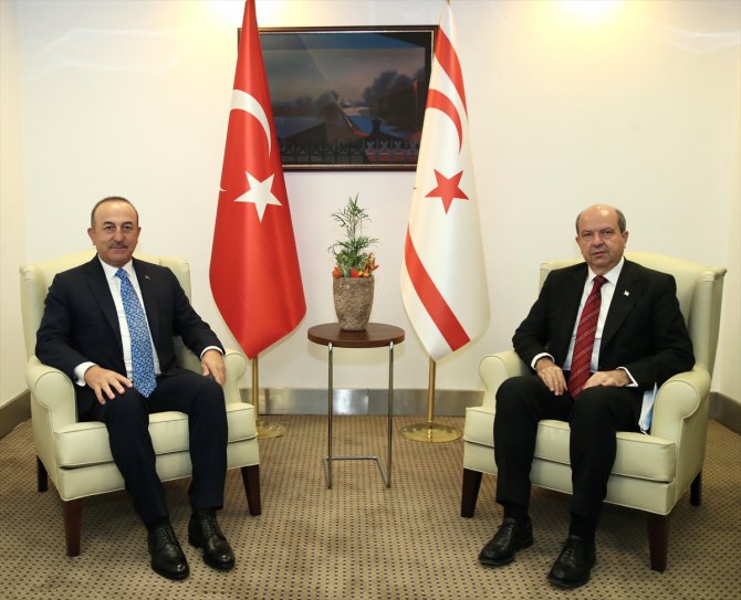 KKTC Cumhurbaşkanı Tatar, Dışişleri Bakanı Çavuşoğlu'nu kabul etti