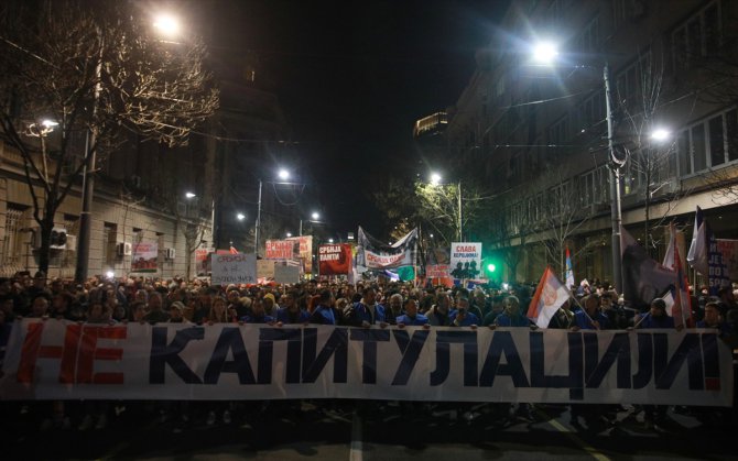Sırbistan'da "Fransız-Alman Planı" karşıtı gösteri düzenlendi