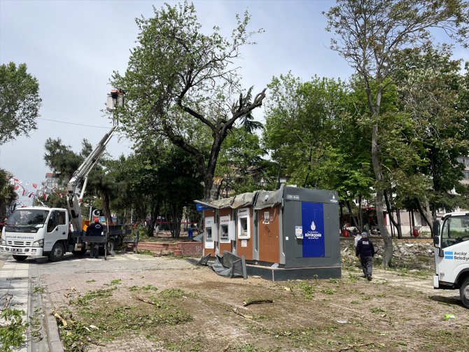 İstanbul'da rüzgarda devrilen ağaç bankamatiklere zarar verdi