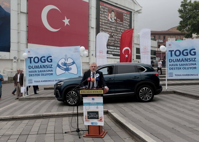 Bursa'da "Dünya Tütünsüz Günü"ne Togg'la dikkati çektiler