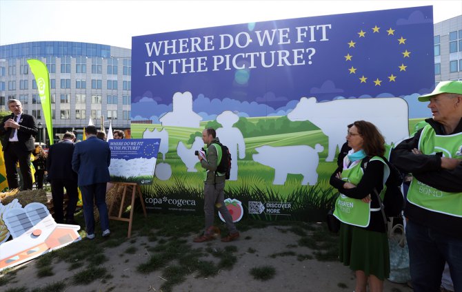 Brüksel'de çiftçiler Doğa Restorasyon Yasası'na karşı gösteri düzenledi