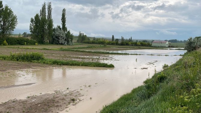 Kayseri'de sağanak sonucu dere taştı, tarım arazilerini su bastı
