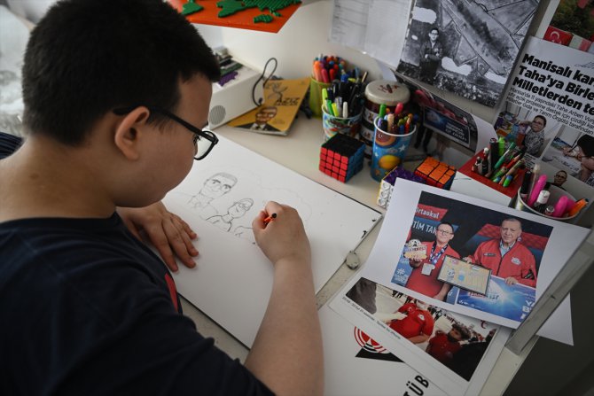 Teknoloji ve karikatür meraklısı otizmli Taha, çocuklara ilham vermek istiyor
