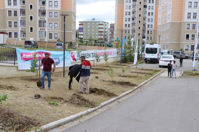 Erzurum'da sağlıkçılar fidanları toprakla buluşturdu