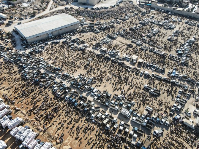 İdlib'de kurulan kurban pazarlarında hareketlilik başladı