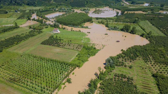 Melen Nehri'nin taşması sonucu tarım arazileri sular altında kaldı