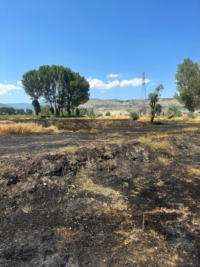 Kastamonu'da çıkan yangında 5 dekar ekili arazi ile biçerdöver zarar gördü