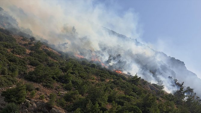 GÜNCELLEME - Aydın'ın Söke ilçesinde orman ve makilik alanda çıkan yangın kontrol altında
